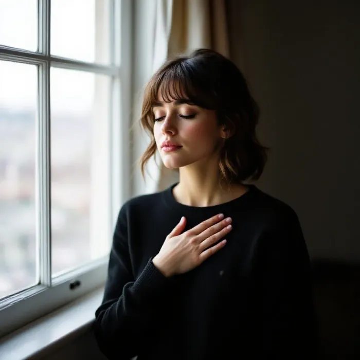 A person stepping away from a tense situation and taking a quiet moment alone…