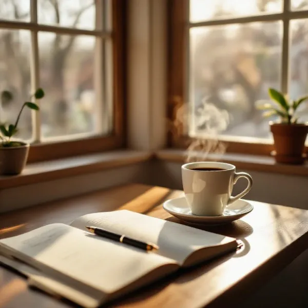 A minimalist workspace with a clean desk