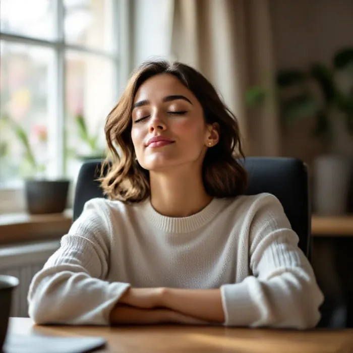 A person leaning back in a chair at their desk